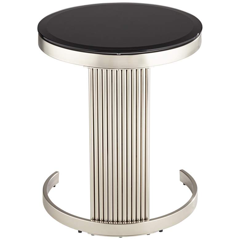Image 5 Studio 55D Georgina 18" Art Deco Black and Satin Pleated End Table more views
