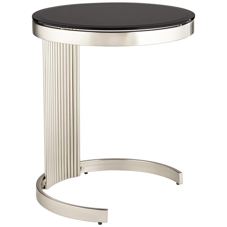 Image 6 Studio 55D Georgina 18" Art Deco Black and Satin Pleated End Table more views