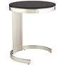 6_Studio 55D Georgina 18" Art Deco Black and Satin Pleated End Table more views