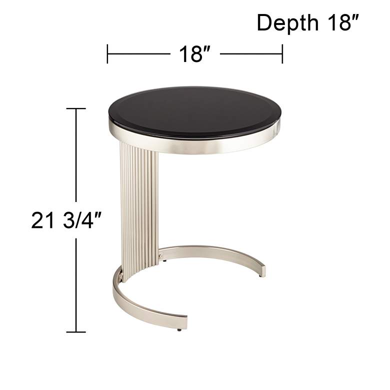 Image 7 Studio 55D Georgina 18" Art Deco Black and Satin Pleated End Table more views