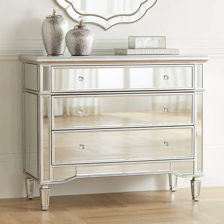 Image 1 Studio 55D Josephine 42" Wide 3-Drawer Mirrored Accent Chest
