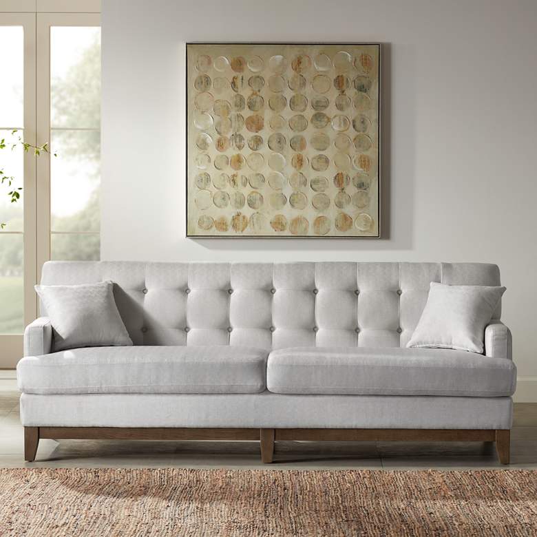Image 2 Studio 55D Kai 82 3/4" Wide Light Gray Herringbone Tufted Sofa