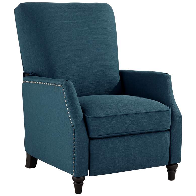 Image 2 Studio 55D Katy 29" Wide Blue Linen Push Back Recliner Chair
