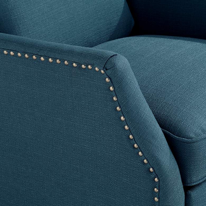 Image 4 Studio 55D Katy 29" Wide Blue Linen Push Back Recliner Chair more views