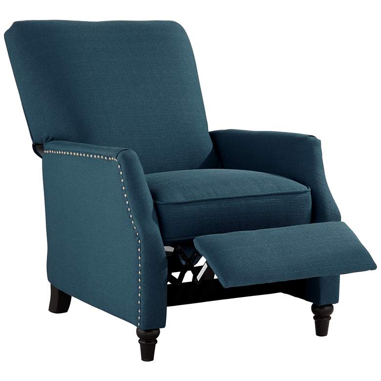 Image 7 Studio 55D Katy 29" Wide Blue Linen Push Back Recliner Chair more views