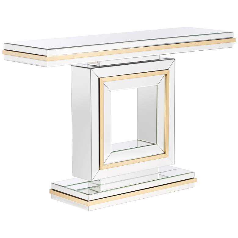 Image 3 Studio 55D Laila 48" Wide Gold-Trimmed Mirrored Console Table