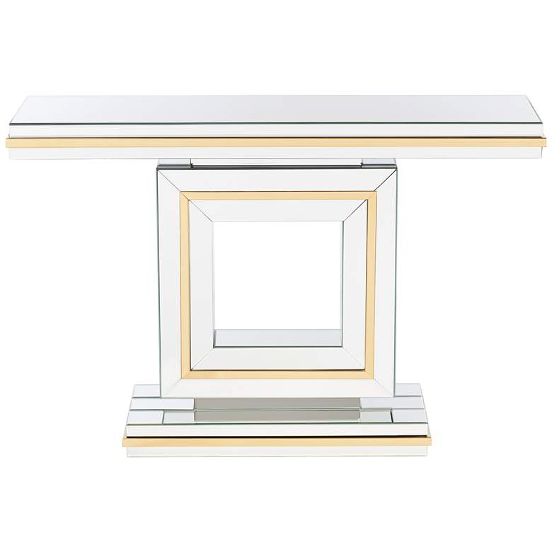 Image 6 Studio 55D Laila 48" Wide Gold-Trimmed Mirrored Console Table more views