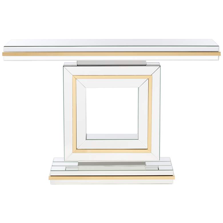 Image 7 Studio 55D Laila 48" Wide Gold-Trimmed Mirrored Console Table more views