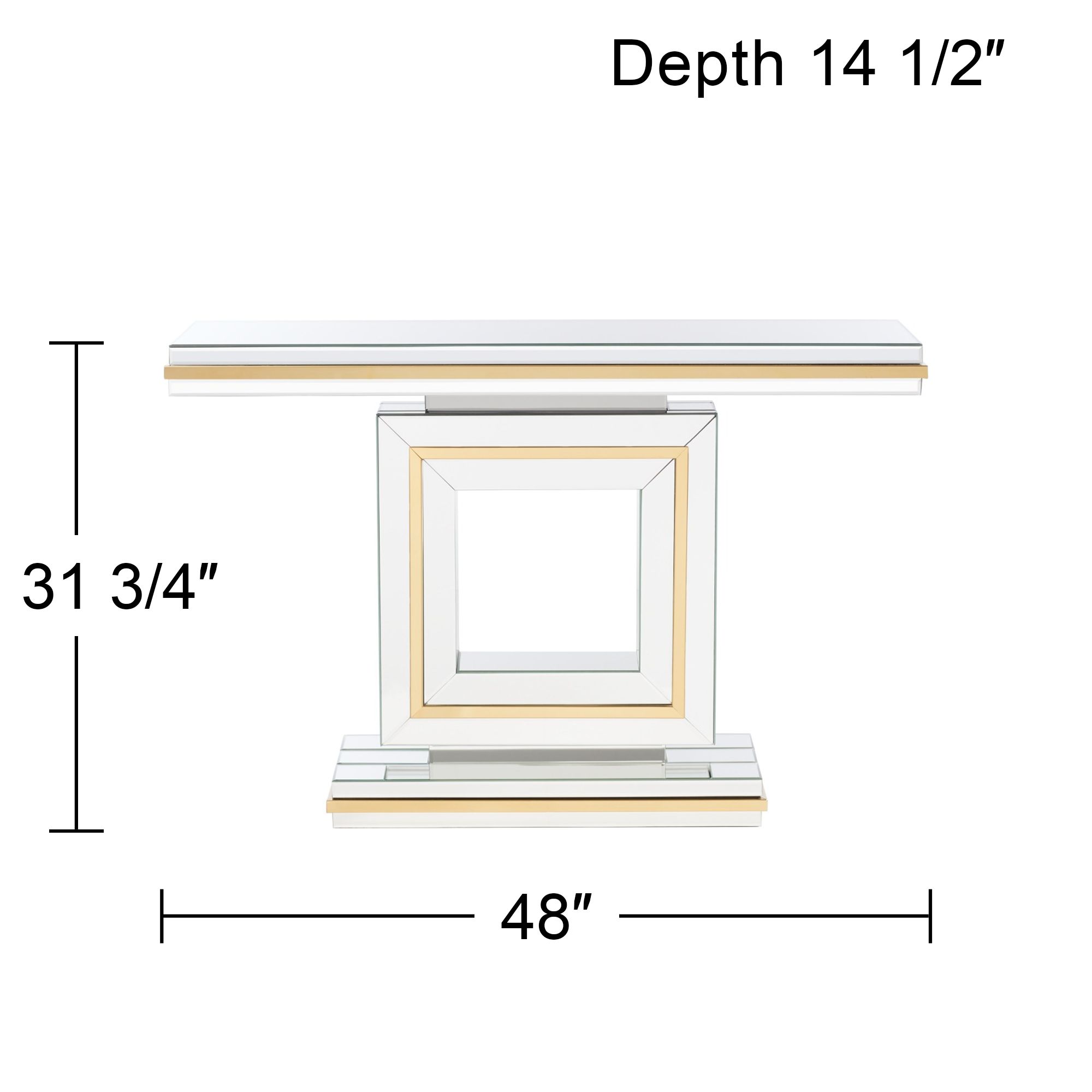 Studio 55D Laila 48" Wide Gold-Trimmed Mirrored Console Table in scene