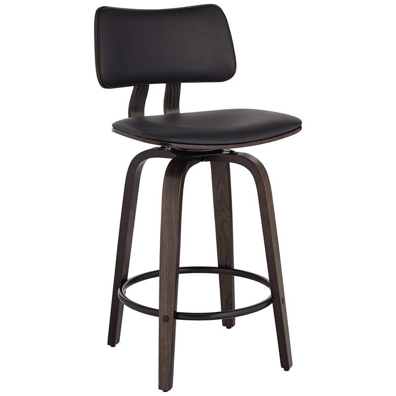 Image 2 Studio 55D Luke 25 3/4" High Black Faux Leather Counter Stool