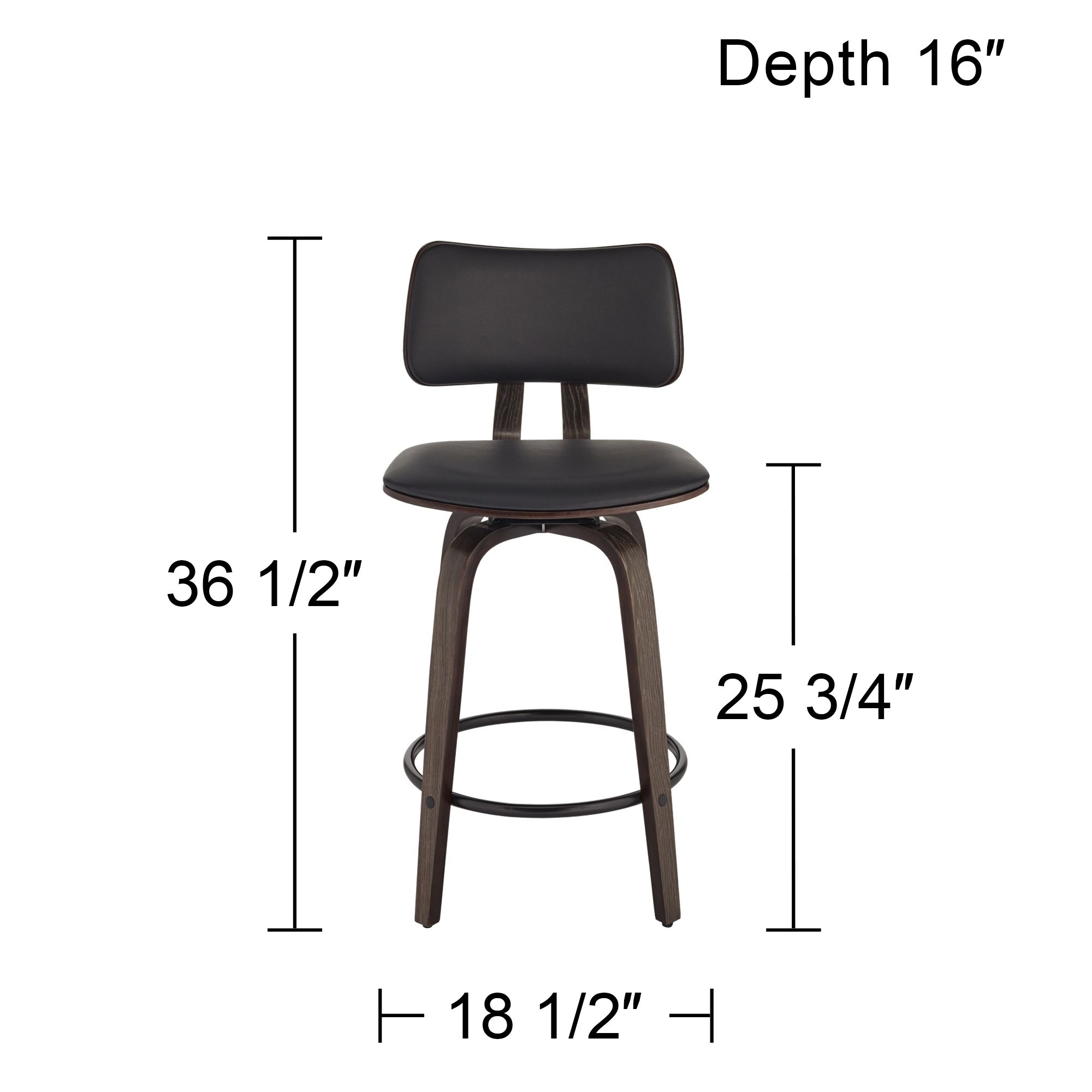 Studio 55D Luke 25 3/4" High Black Faux Leather Counter Stool