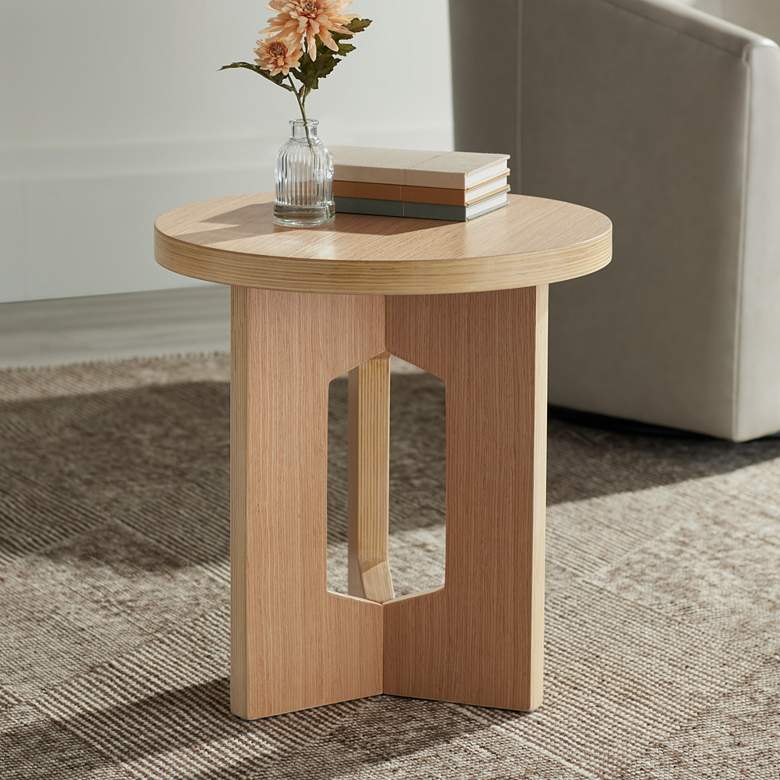 Image 1 Studio 55D Lutebrand 19" Wide Light Wood Side Table