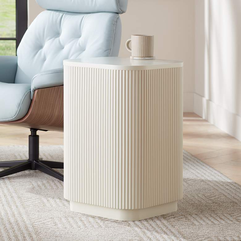 Image 1 Studio 55D Murphy 16" Wide Modern White Pleated Side Table