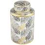 1_Studio 55D Palm Leaf 12" High Decorative Porcelain Ginger Jar with Lid