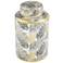 Studio 55D Palm Leaf 12" High Decorative Porcelain Ginger Jar with Lid