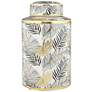 3_Studio 55D Palm Leaf 12" High Decorative Porcelain Ginger Jar with Lid more views
