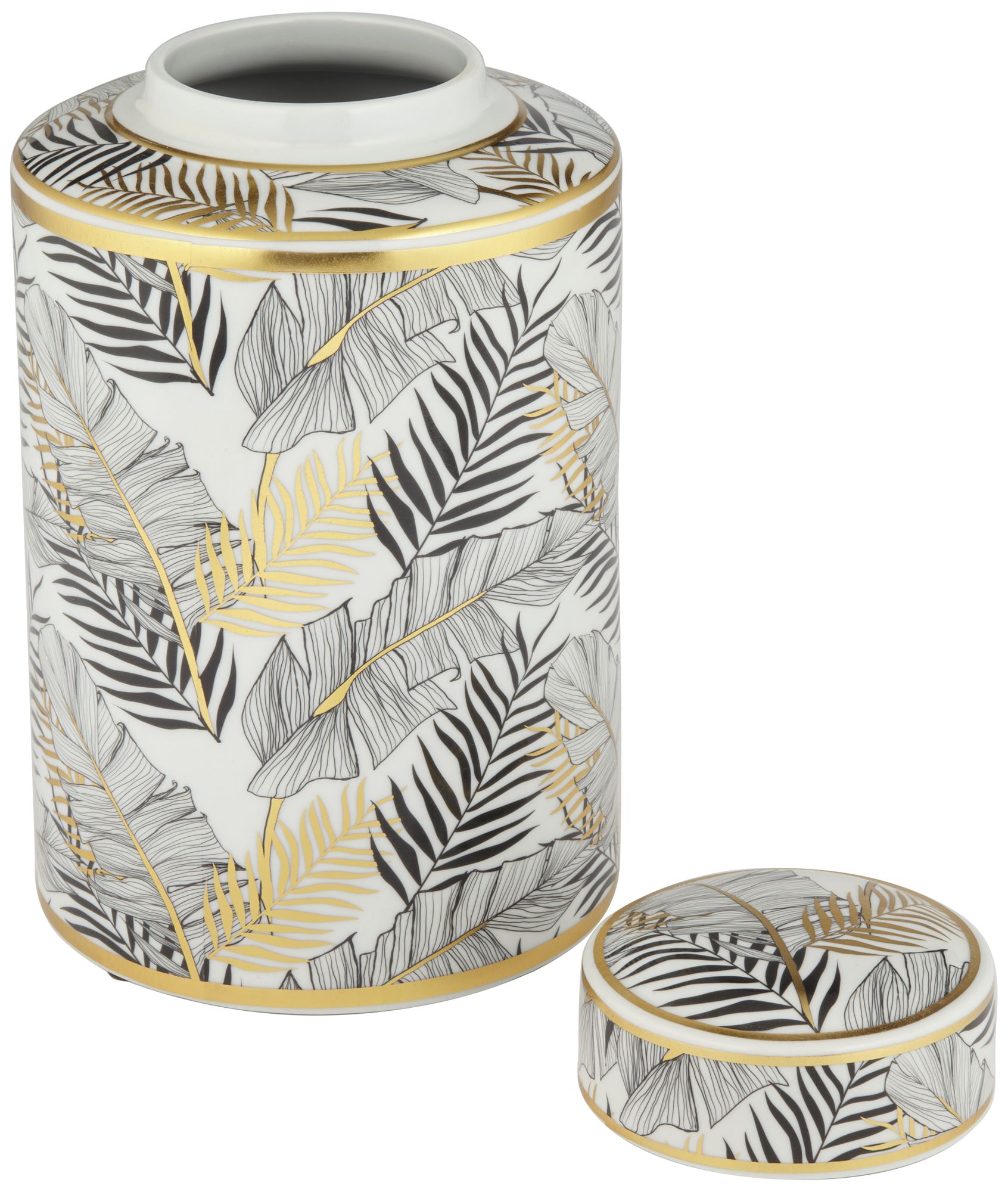 Image 4 Studio 55D Palm Leaf 12" High Decorative Porcelain Ginger Jar with Lid more views