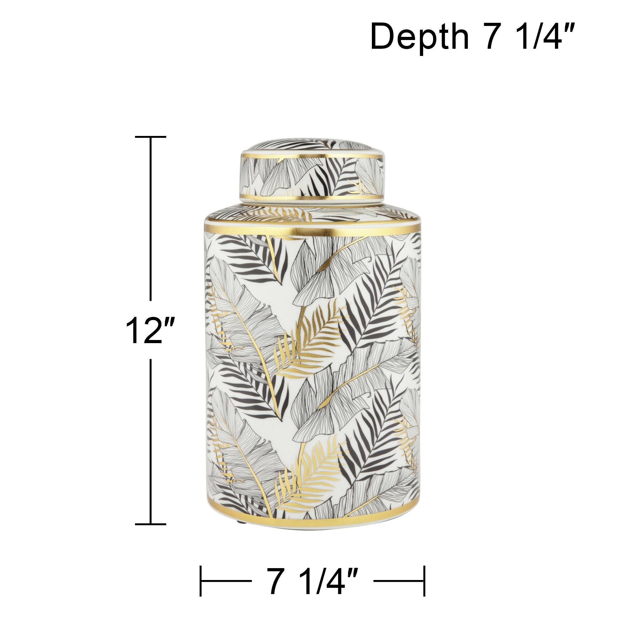 Image 5 Studio 55D Palm Leaf 12" High Decorative Porcelain Ginger Jar with Lid more views