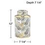 5_Studio 55D Palm Leaf 12" High Decorative Porcelain Ginger Jar with Lid more views