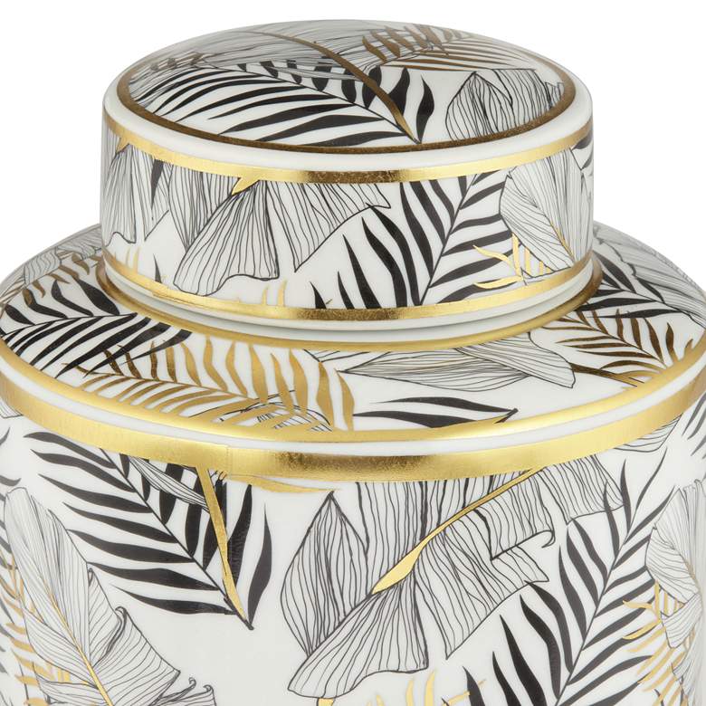 Image 2 Studio 55D Palm Leaf 12" High Decorative Porcelain Jar with Lid more views