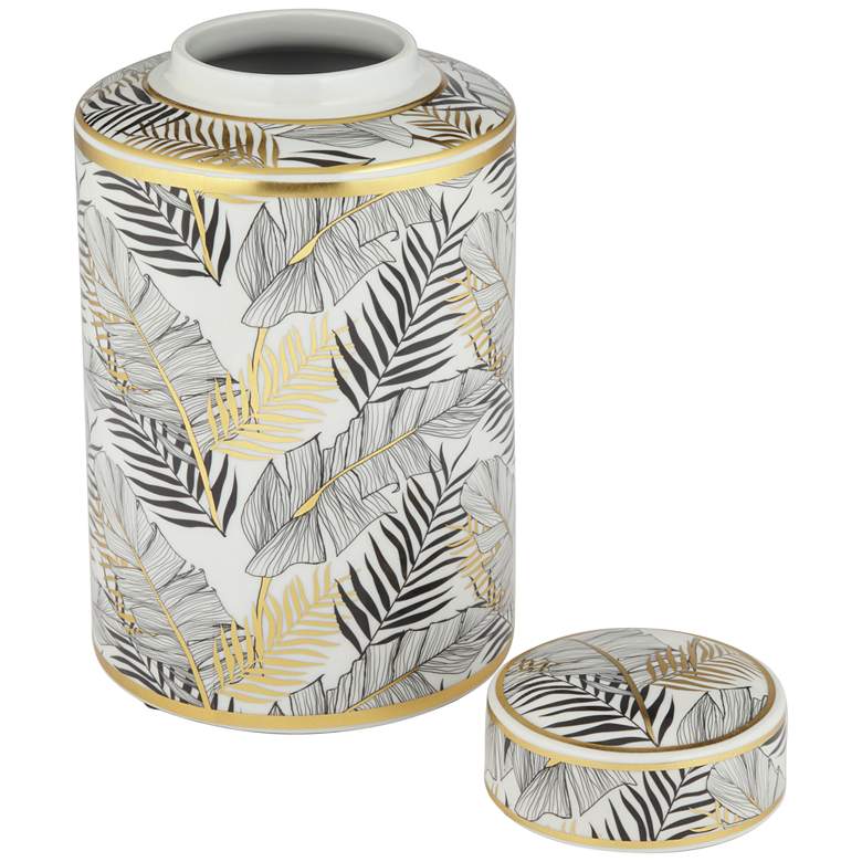 Image 4 Studio 55D Palm Leaf 12 inch High Decorative Porcelain Jar with Lid more views