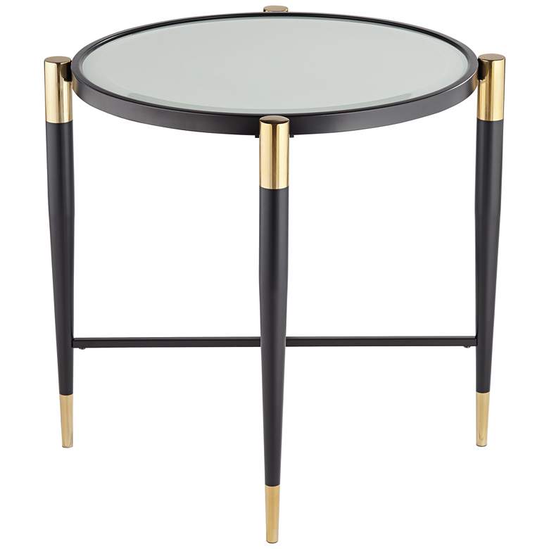 Image 6 Studio 55D Peter 25" Wide Matte Black and Gold Classic Glass End Table more views