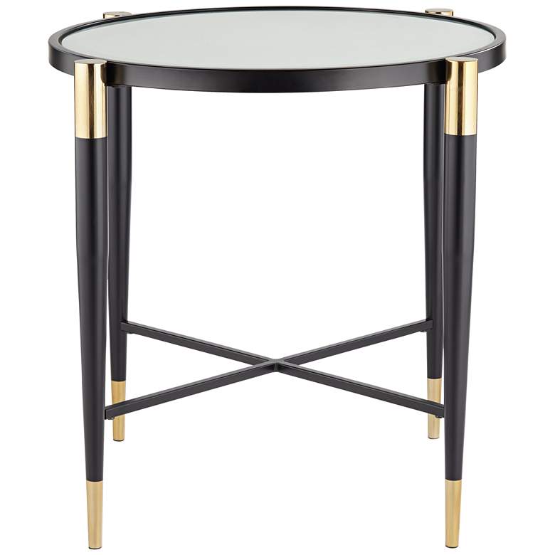 Image 7 Studio 55D Peter 25" Wide Matte Black and Gold Classic Glass End Table more views
