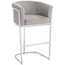3_Studio 55D Reign 25 1/2" Wide Gray Velvet and Chrome Modern Bar Stool