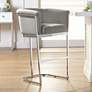 2_Studio 55D Reign 25 1/2" Wide Gray Velvet and Chrome Modern Bar Stool