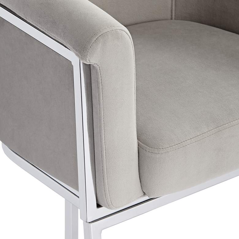 Image 6 Studio 55D Reign 25 1/2" Wide Gray Velvet and Chrome Modern Bar Stool more views