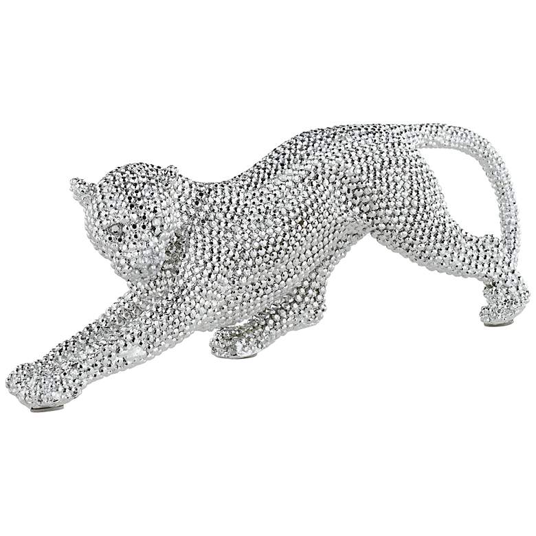 Image 1 Studio 55D Silver Prowling Leopard 17 1/2" Wide Accent Sculpture