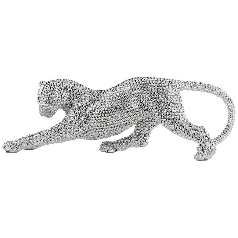 Image 2 Studio 55D Silver Prowling Leopard 17 1/2" Wide Accent Sculpture more views