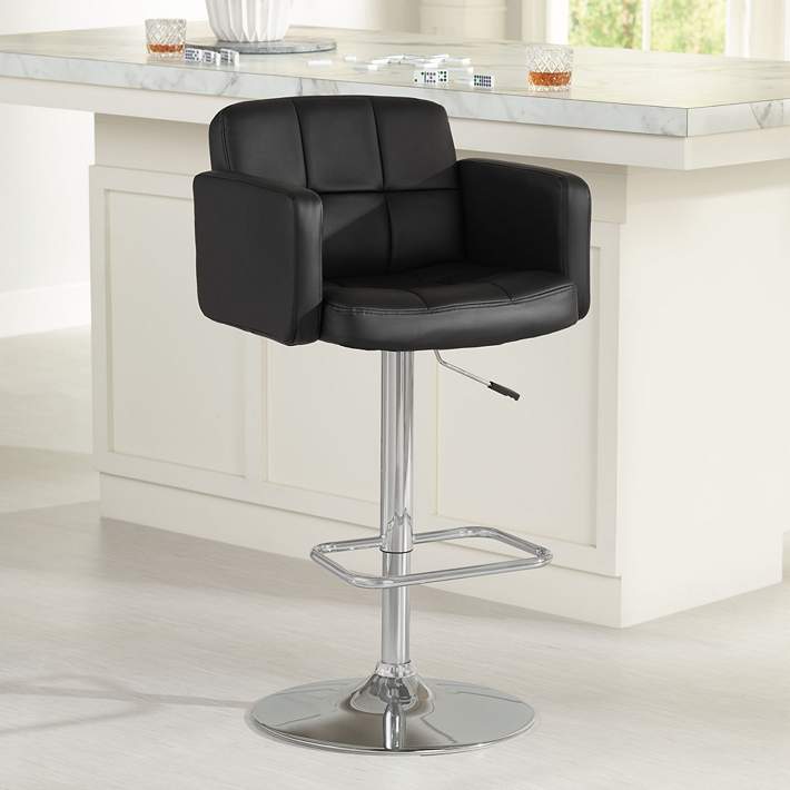Faux Leather Adjustable Swivel Bar Stools With Backs Studio 55D