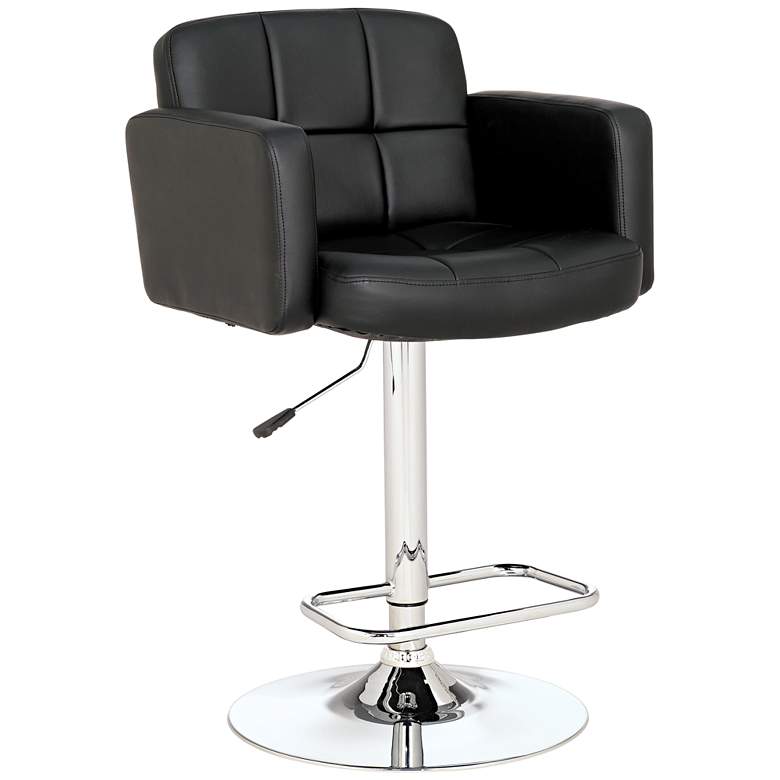 Image 4 Studio 55D Trek Adjustable Black Faux Leather Swivel Bar Stools Set of 2 more views