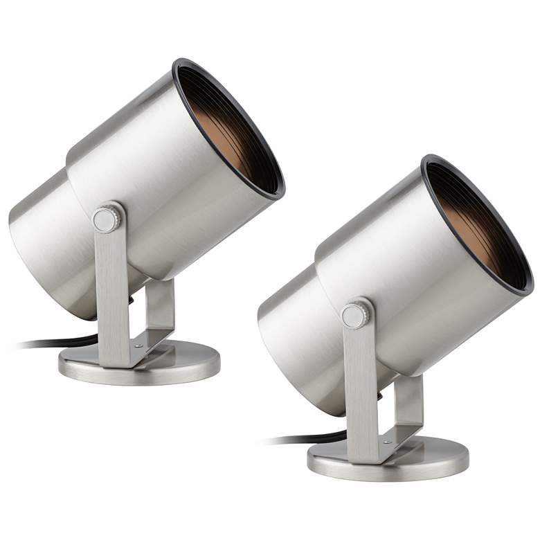 Image 1 Studio 8" Nickel Adjustable Plug-in Accent Uplights Set of 2