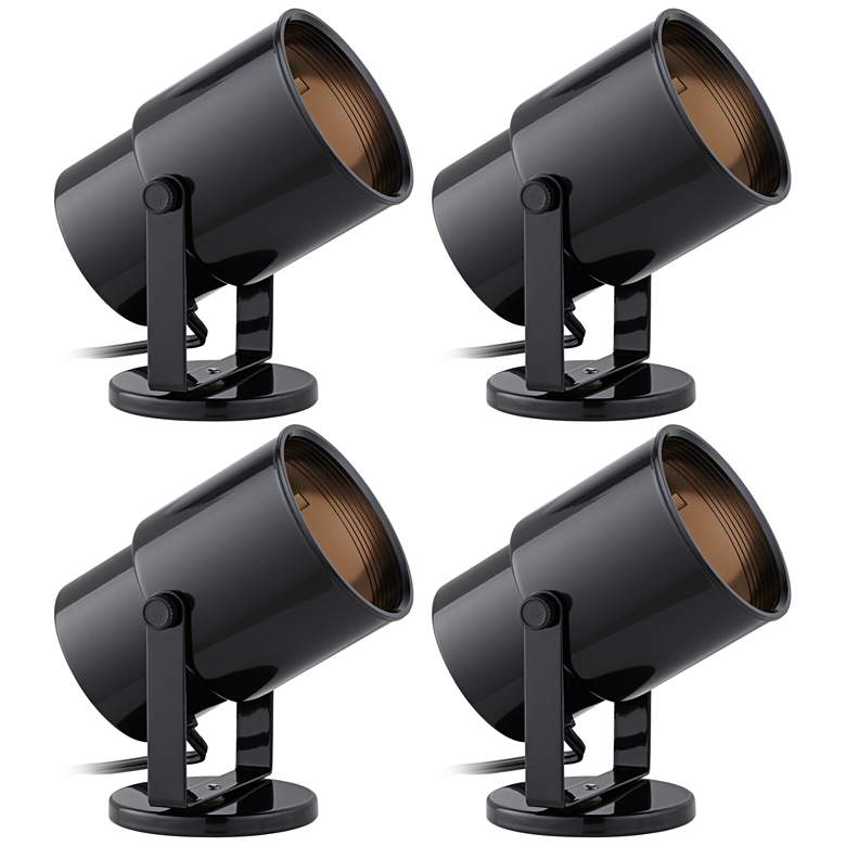 Image 1 Studio 8 inchH Black Adjustable Plug-in Accent Uplights Set of 4