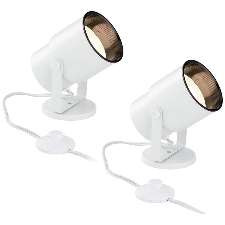 Image 1 Studio 8 inchH White Adjustable Plug-in Accent Uplights Set of 2
