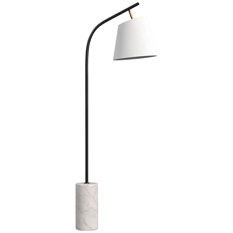 Image 3 Studio Black Floor Lamp with White Marble Base