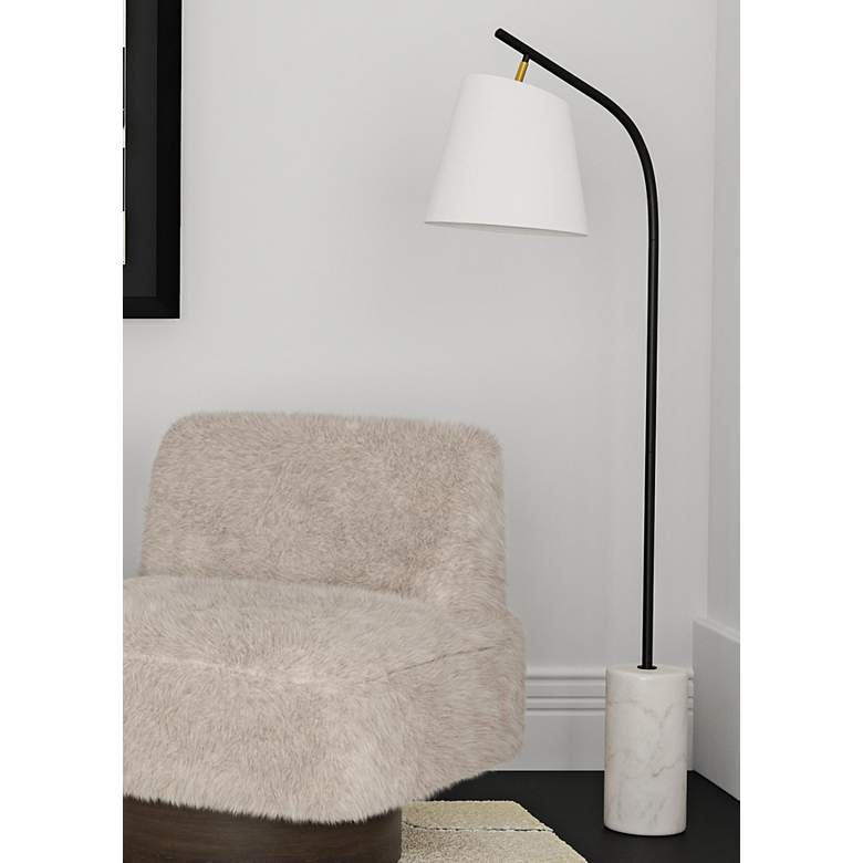 Image 2 Studio Black Floor Lamp with White Marble Base