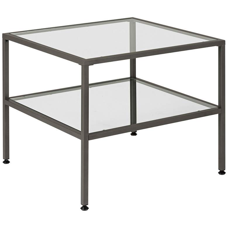 Studio Designs 25&quot; Wide Pewter Finish Glass End Table