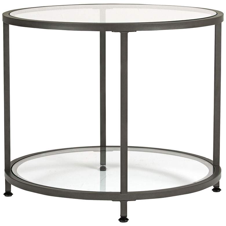 Image 1 Studio Designs 26" Wide Pewter Finish Round End Table