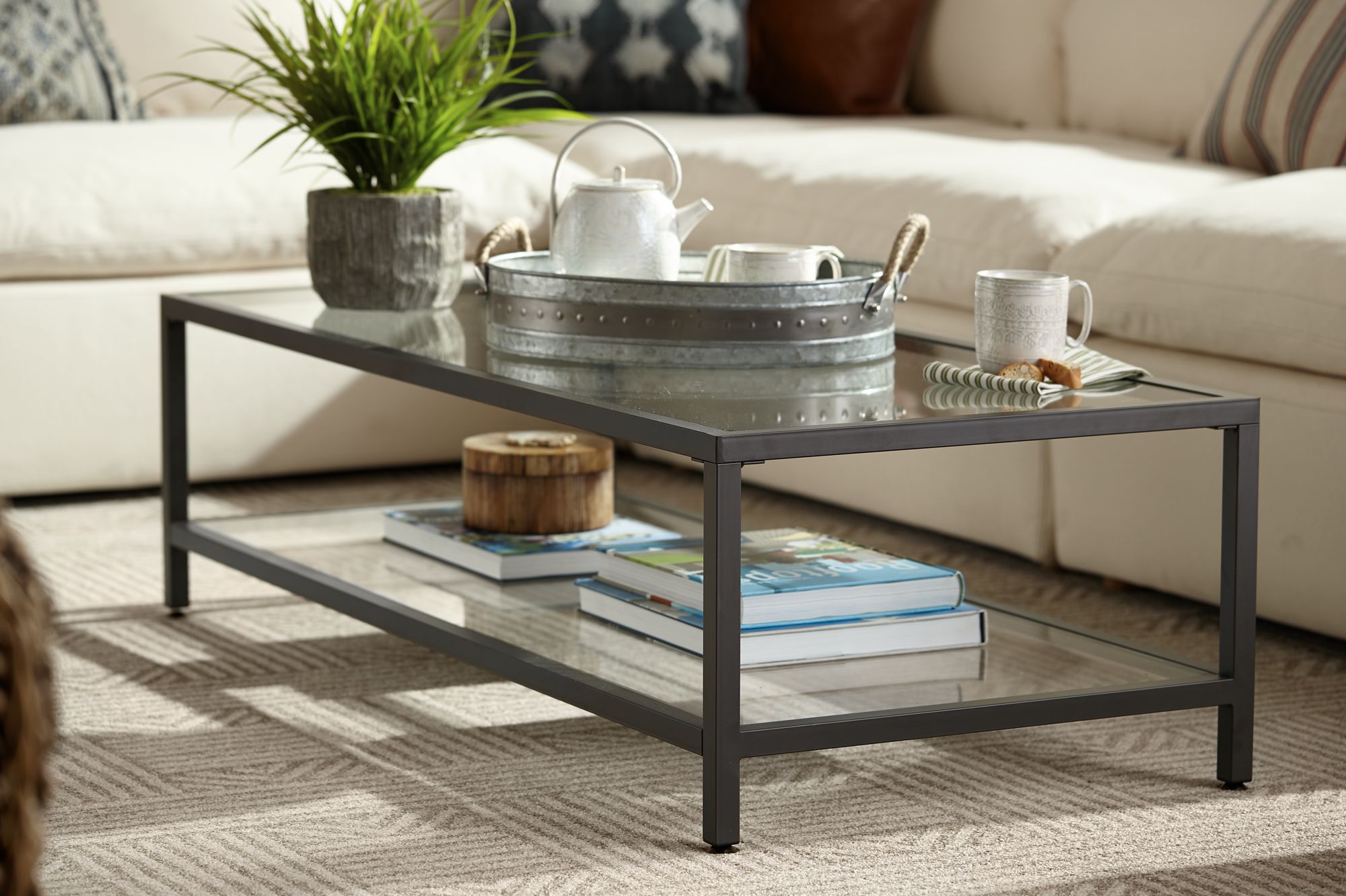 high end glass top coffee table