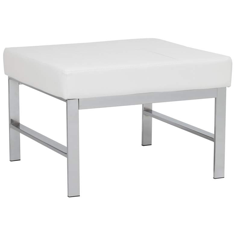 Image 1 Studio Designs Home Atlas Square Ottoman Blended Leather, Chrome /White
