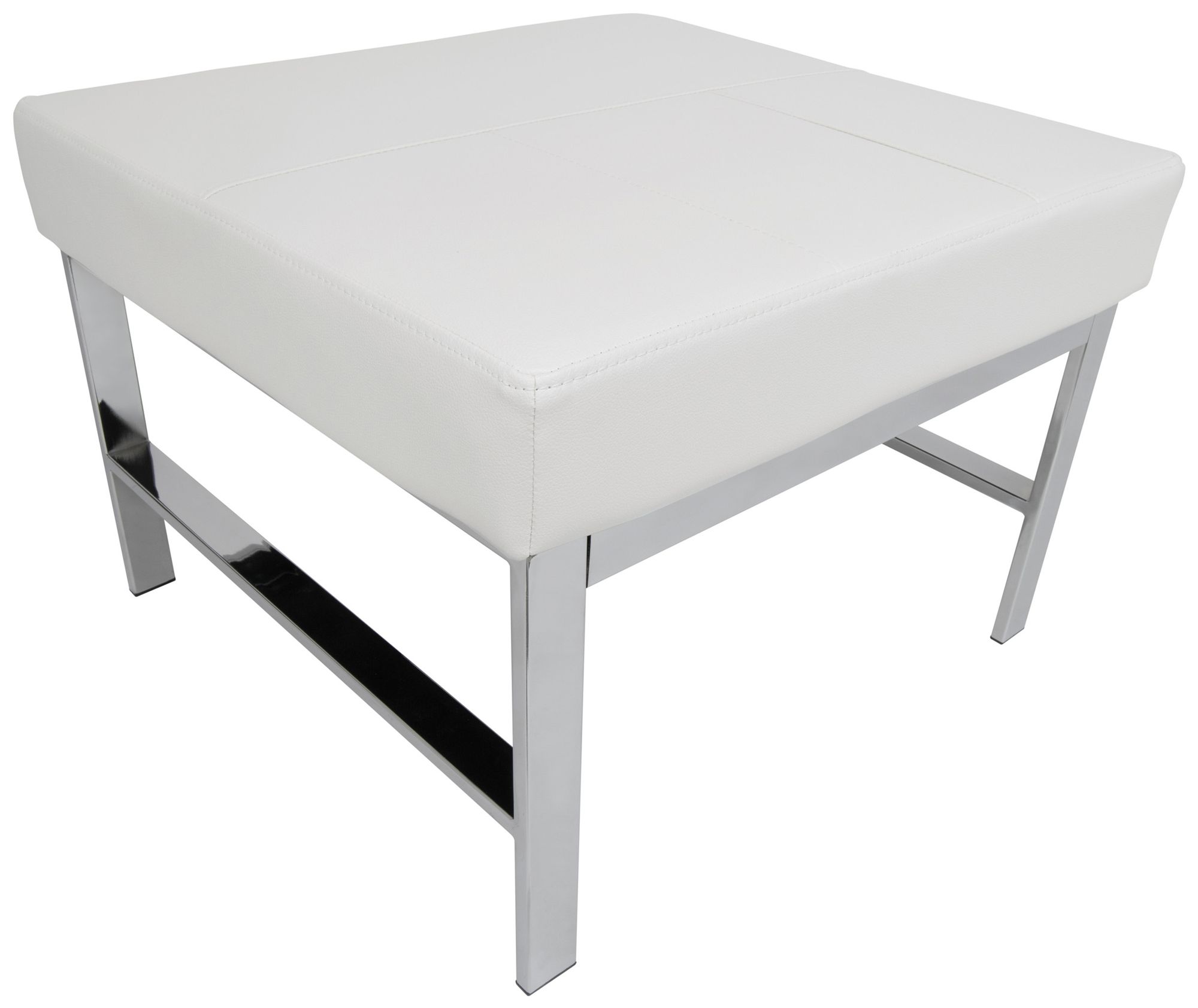 Image 2 Studio Designs Home Atlas Square Ottoman Blended Leather, Chrome /White more views