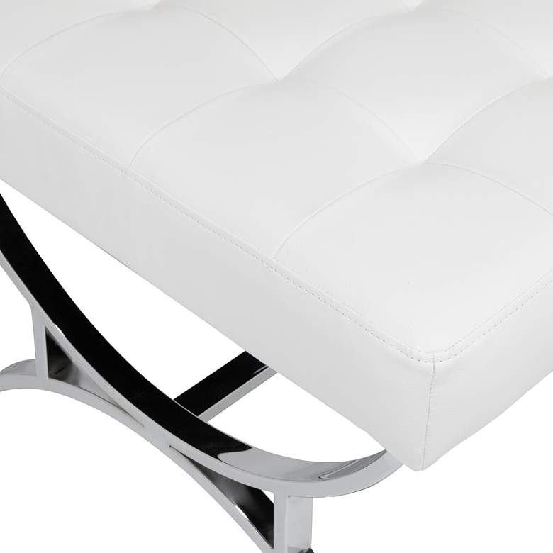 Image 3 Studio Designs Home Newel 30" Chrome and White Leather Modern Ottoman more views