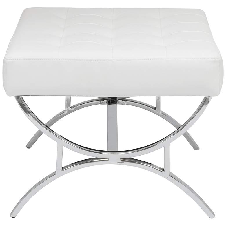 Image 7 Studio Designs Home Newel 30" Chrome and White Leather Modern Ottoman more views