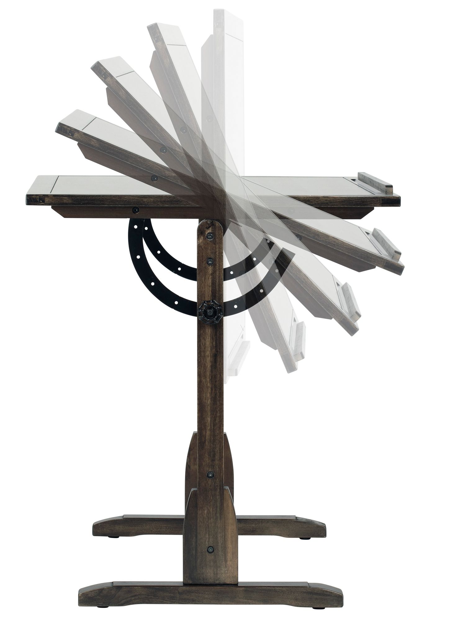 Image 6 Studio Designs Vintage Wood Desk with 42" x 30" Adjustable Top-Black more views