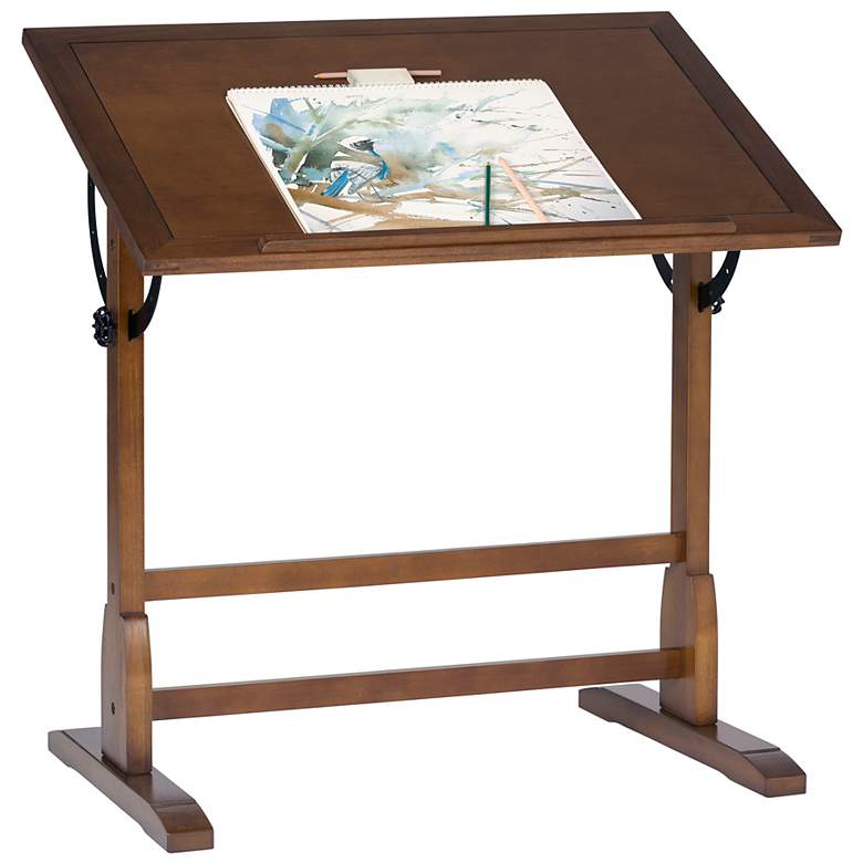 Image 2 Studio Designs Vintage Wood Table with 36" x 24" Adjustable Top- Oak