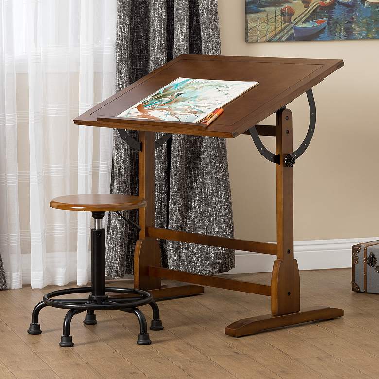 Image 1 Studio Designs Vintage Wood Table with 36" x 24" Adjustable Top- Oak