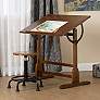1_Studio Designs Vintage Wood Table with 36" x 24" Adjustable Top- Oak